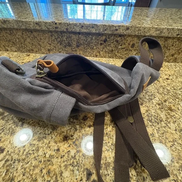LoveVook Men's Sling Gray Canvas Convertible Backpack Unisex Daypack